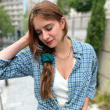 Chouchou en coton upcyclé Vert Prairie Laure Derrey Hersée Paris 9
