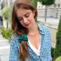 Chouchou en coton upcyclé Vert Prairie Laure Derrey Hersée Paris 9