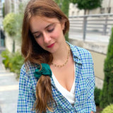Chouchou en coton upcyclé Vert Prairie Laure Derrey Hersée Paris 9