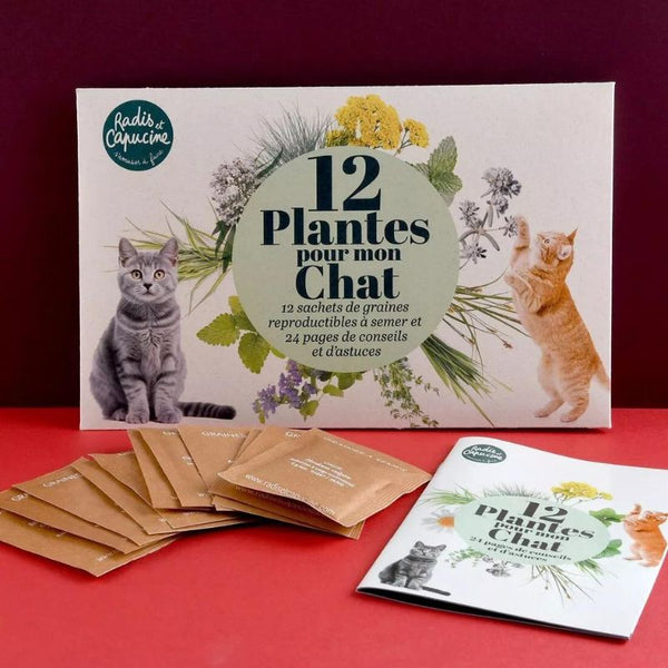Coffret 12 sachets graines Plantes pour mon Chat - Radis et Capucine