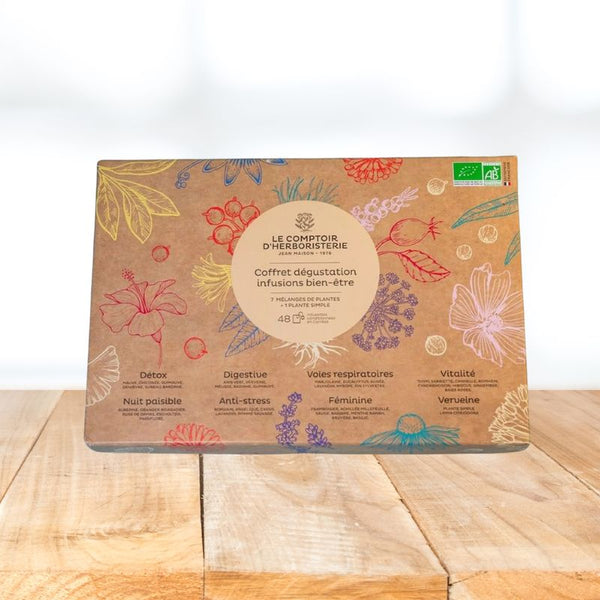 Coffret Dégustation Bio - 48 Infusettes d’Infusions Naturelles - Comptoir d'Herboristerie