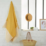 Fouta Serviette de Plage Nid d'Abeille coton recyclé 100x200cm Jaune Moutarde By Foutas Hersée Paris 9