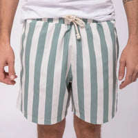 Short de bain rayé écru et vert en polyester recyclé Faguo Hersée Paris 9