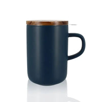 Tisanière en grès et couvercle acacia 475ML Bleu - Hersée
