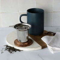 Tisanière en grès et couvercle acacia 475ML Bleu - Hersée