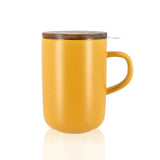 Tisanière en grès et couvercle acacia 475ML Jaune - Hersée