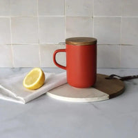 Tisanière en grès et couvercle acacia 475ML Rouge Paprika Ogo Living Hersée Paris 9