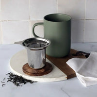 Tisanière en grès et couvercle acacia 475ML Vert Amande - Hersée