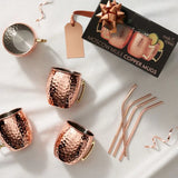 Coffret 4 mugs martelés inox plaqués cuivre Moscow Mule avec pailles et goupillon Oak & Steel Hersée Paris 9