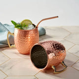 Coffret 4 mugs martelés inox plaqués cuivre Moscow Mule avec pailles et goupillon Oak & Steel Hersée Paris 9