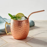 Coffret 4 mugs martelés inox plaqués cuivre Moscow Mule avec pailles et goupillon Oak & Steel Hersée Paris 9