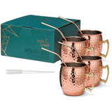 Coffret 4 mugs martelés inox plaqués cuivre Moscow Mule avec pailles et goupillon Oak & Steel Hersée Paris 9