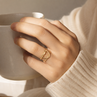 Bague Kardia cœur 2 rangs dorée en acier inoxydable Hersée Hersée Paris 9