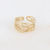 Bague Naïades dorée - Motif corail ajouré & acier inoxydable - Hersée Hersée Hersée Paris 9