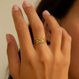 Bague Naïades dorée - Motif corail ajouré & acier inoxydable - Hersée Hersée Hersée Paris 9