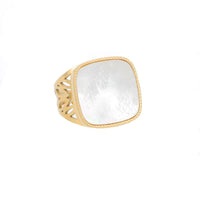 Bague Nérée dorée - Pierre naturelle & finition martelée - Hersée Hersée Hersée Paris 9