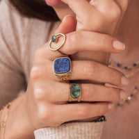 Bague Nérée dorée - Pierre naturelle & finition martelée - Hersée Hersée Hersée Paris 9