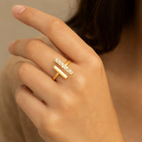 Bague Themis dorée - Design double barre & acier inoxydable - Hersée Hersée Hersée Paris 9