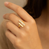 Bague Themis dorée - Design double barre & acier inoxydable - Hersée Hersée Hersée Paris 9