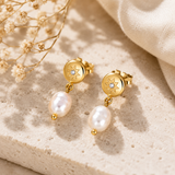 Boucles d'oreilles Polaris dorée et perle d'eau douce Hersée Hersée Paris 9
