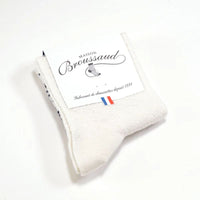 Chaussettes maille ajourée écru en laine et soie - Maison Broussaud Maison Broussaud Hersée Paris 9