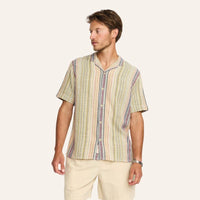 Chemise manches courtes col cubain rayée coton bio - Revolution Revolution Hersée Paris 9