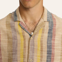 Chemise manches courtes col cubain rayée coton bio - Revolution Revolution Hersée Paris 9