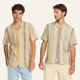 Chemise manches courtes col cubain rayée coton bio - Revolution Revolution Hersée Paris 9