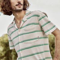 Chemise rayée écrue & verte en maille bouclette – Faguo Faguo Hersée Paris 9
